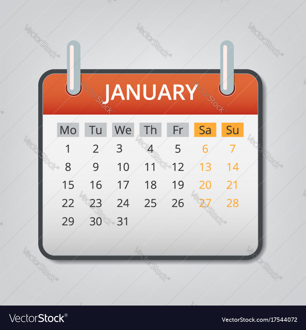 January 2018 calendar concept background cartoon Vector Image