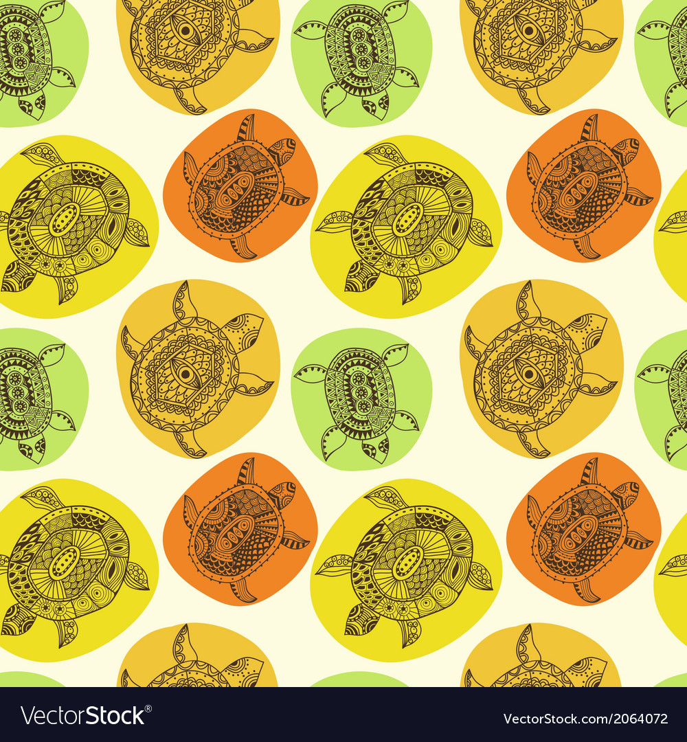 Seamless pattern with turtles can