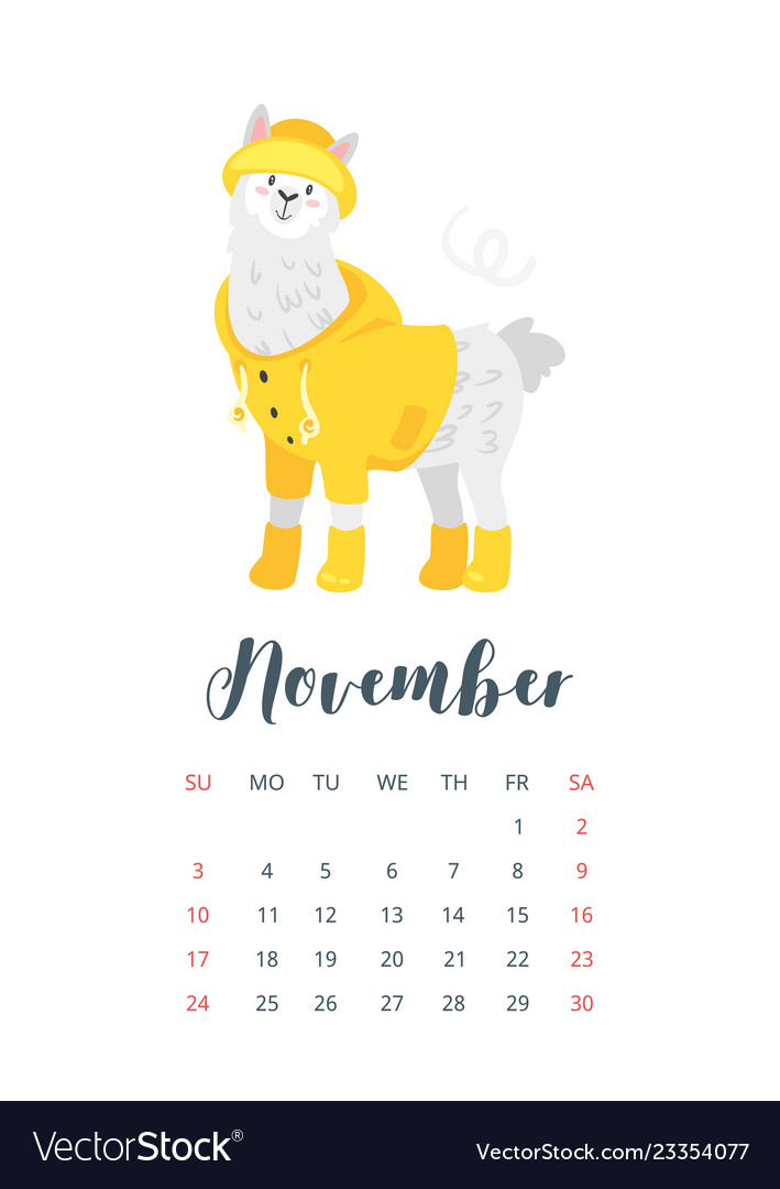 2019 year monthly calendar royalty free vector image november 2019 calendar clipart
