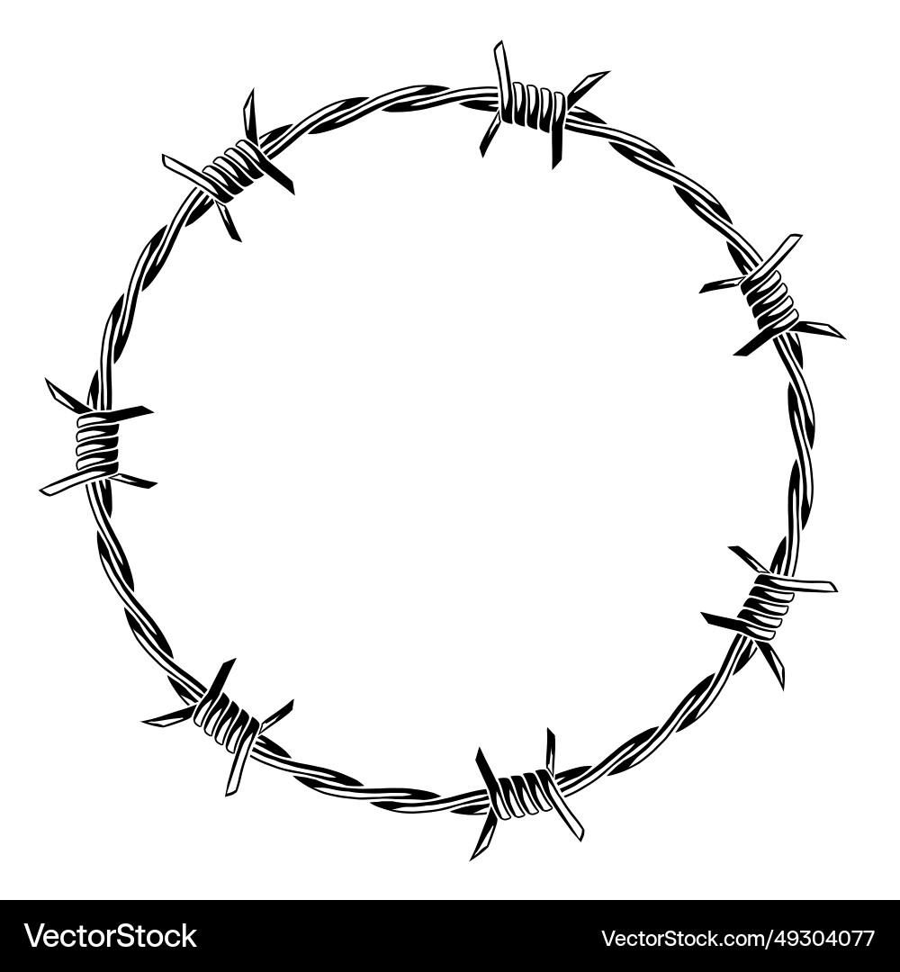 Barbed wire frame sharp barbwire border chain Vector Image