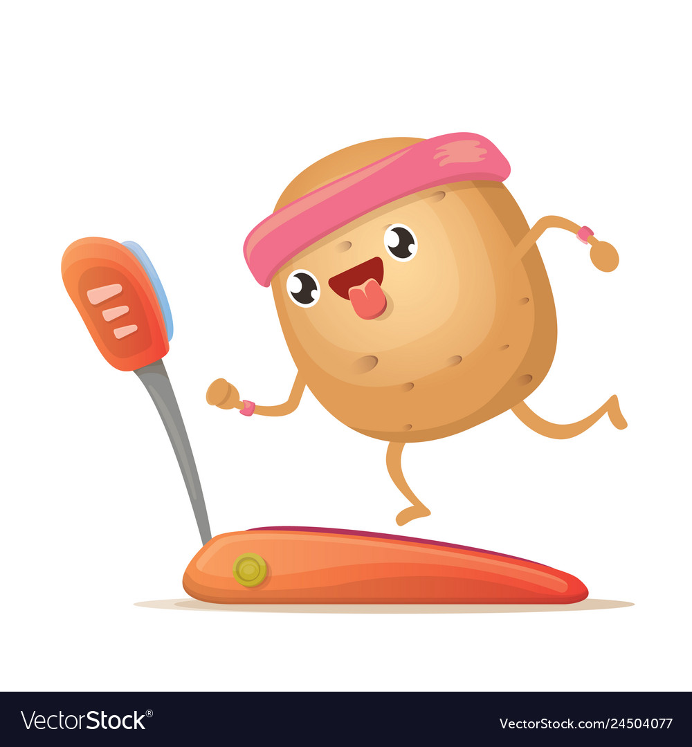 Cartoon funky potato character running or jogging Vector Image