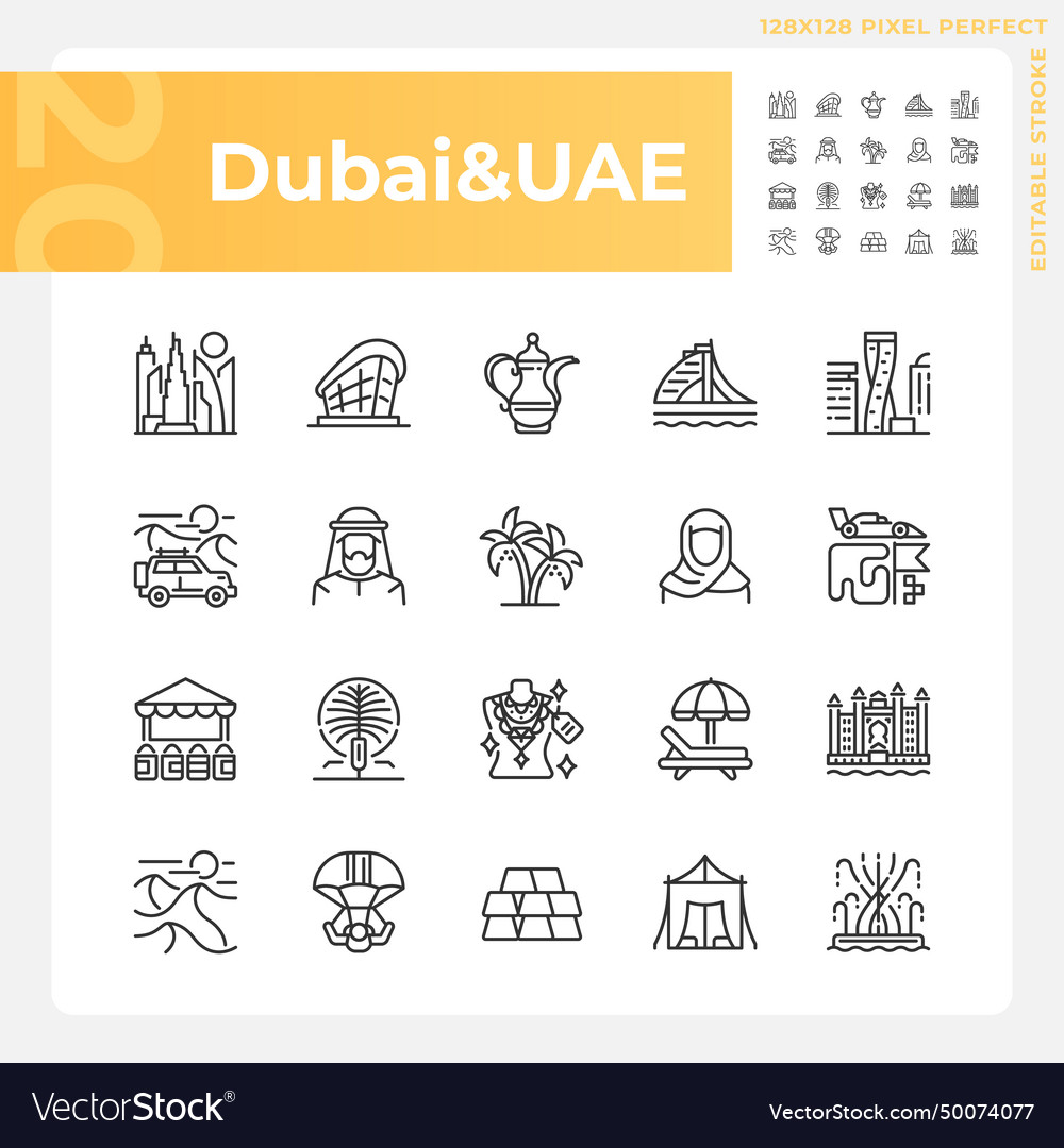 Dubai Modern City Architecture Linear Icons Set Vector Image Dubai Modern City Architecture Linear Icons Set Vector Image