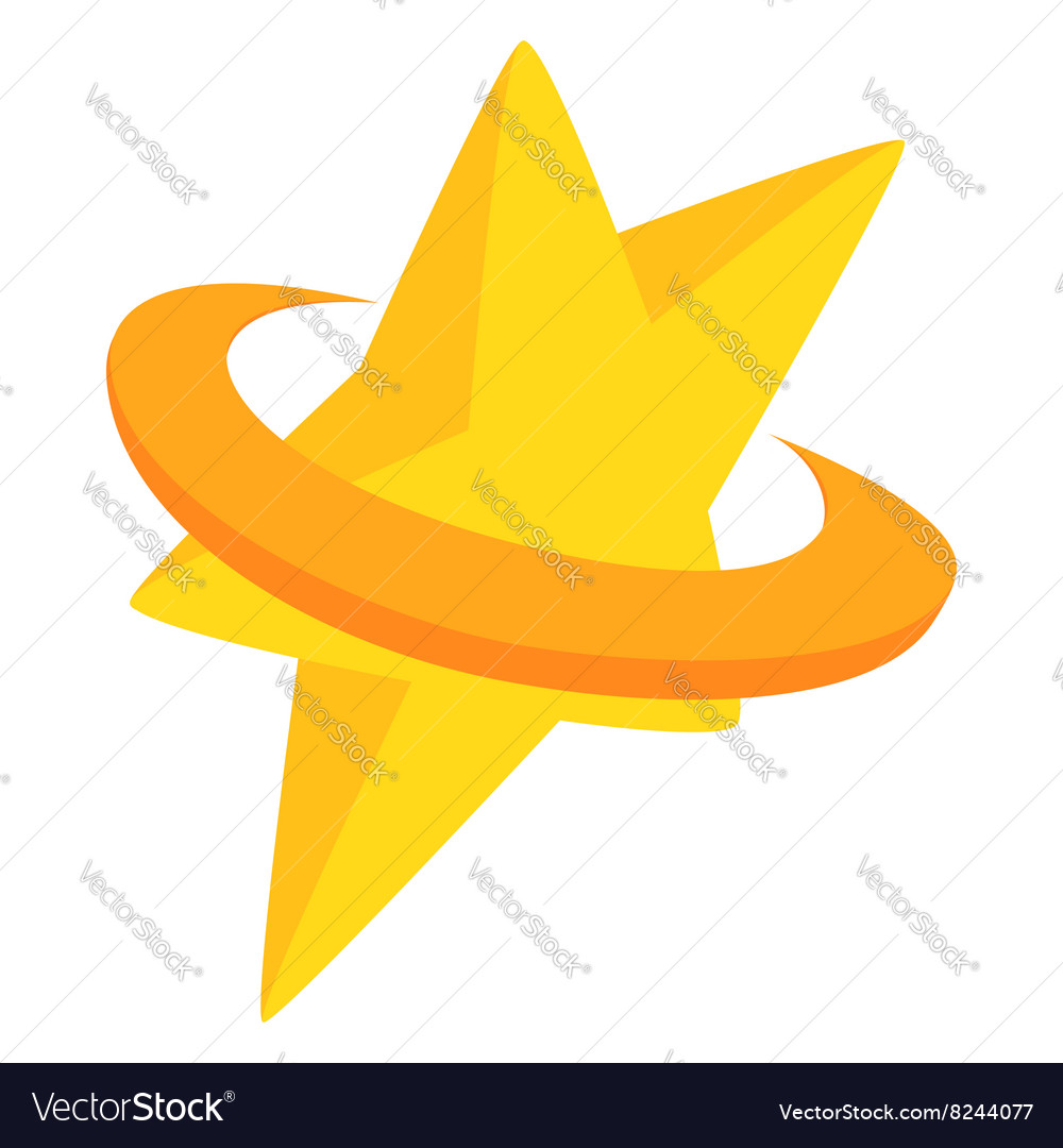 Gold star in a circle icon isometric 3d style