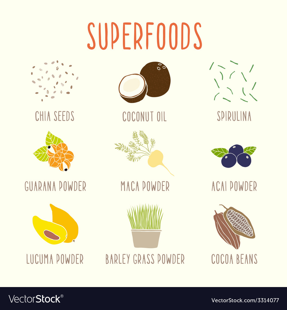 Set of superfoods part 2 Royalty Free Vector Image