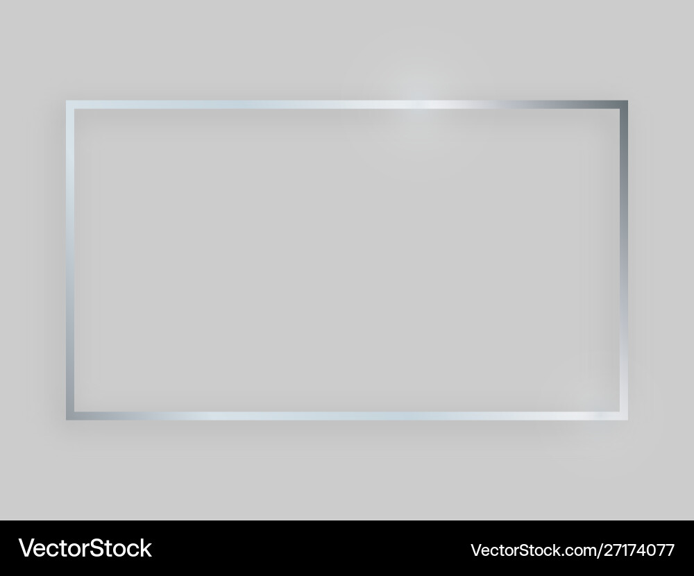 Silver rectangular shiny frame with effects Vector Image