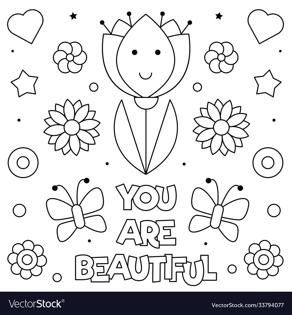 You are beautiful coloring page Royalty Free Vector Image