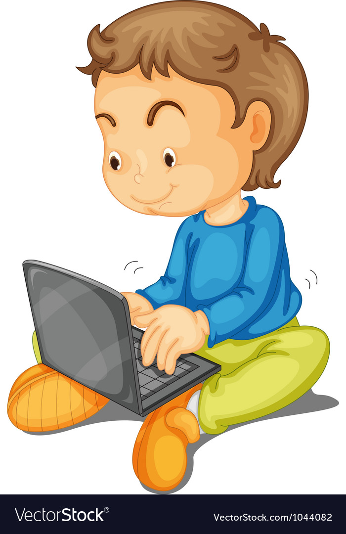 A boy with laptop Royalty Free Vector Image - VectorStock