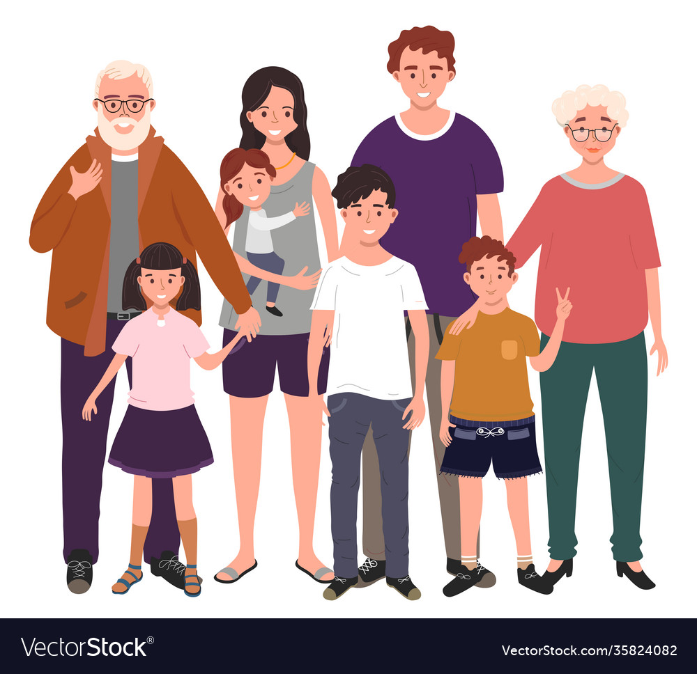 Big Happy Family Together Royalty Free Vector Image