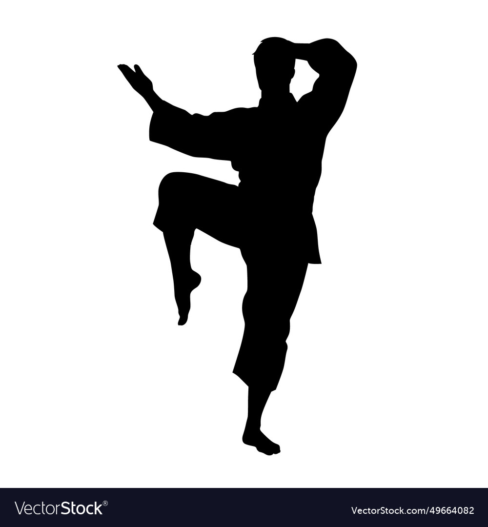 Black silhouettes of karate fighting Royalty Free Vector