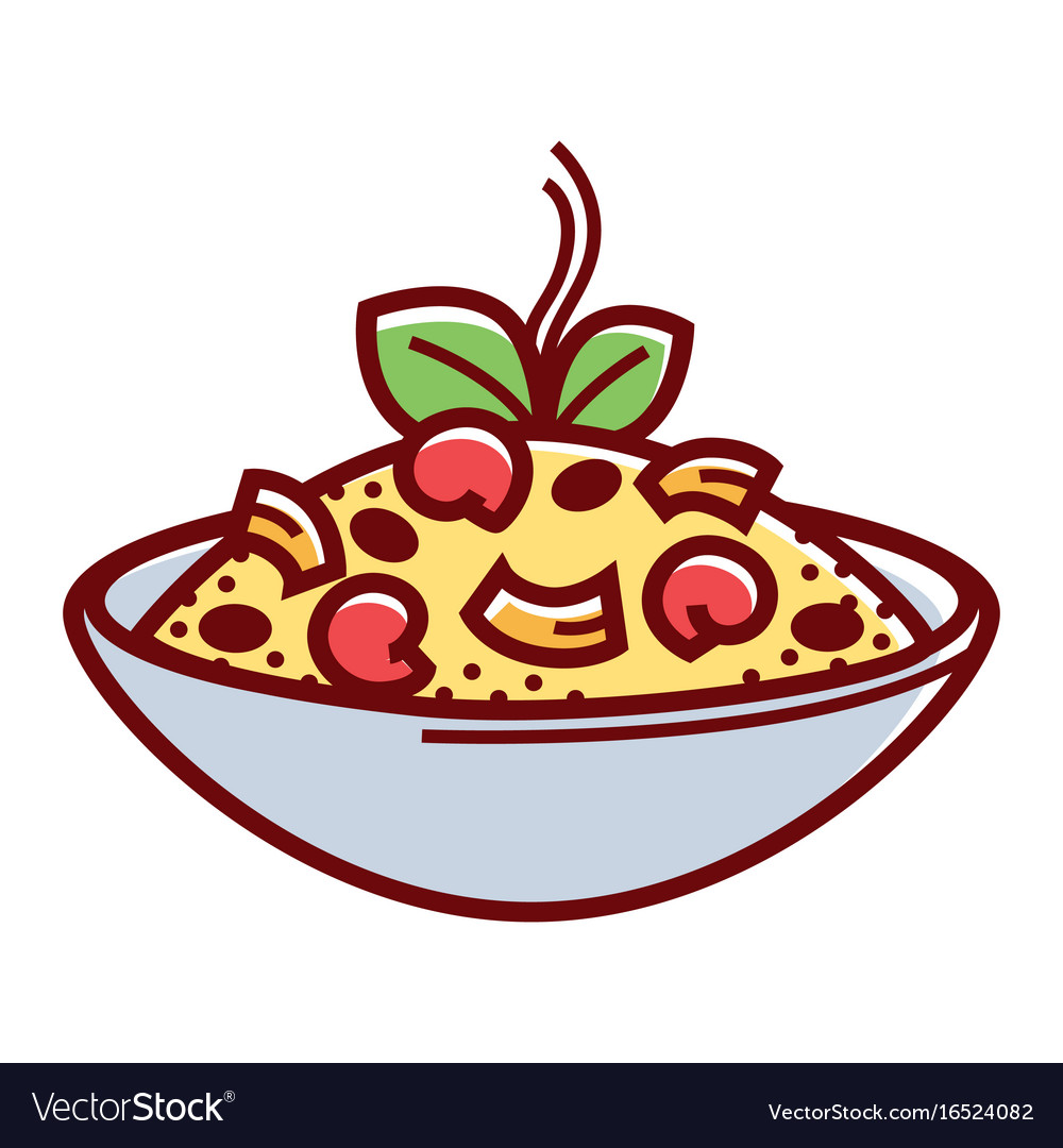 Bowl with tasty food Royalty Free Vector Image