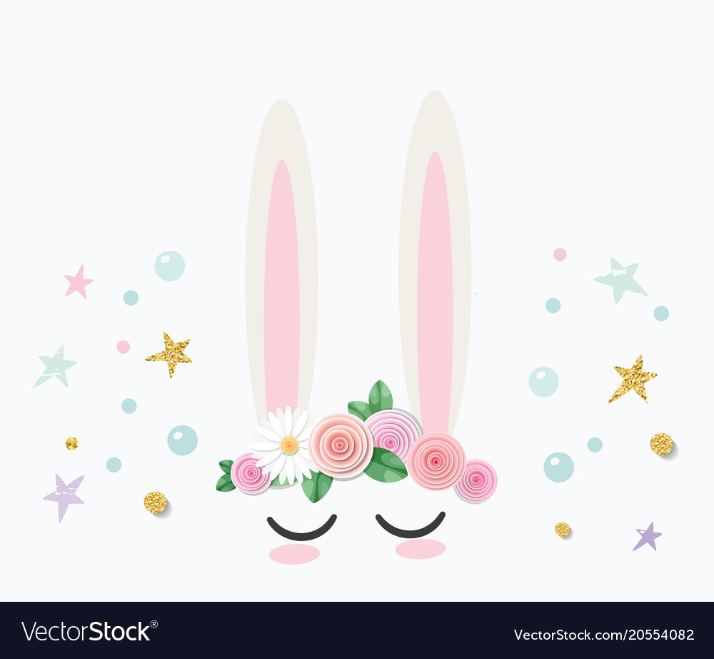 Bunny cute catroon character for birthday baby Vector Image