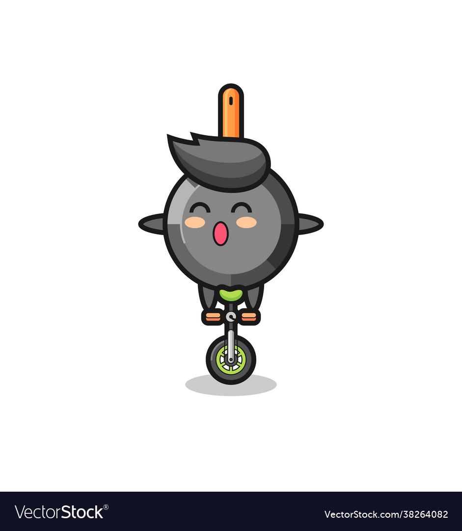 Cute frying pan character is riding a circus