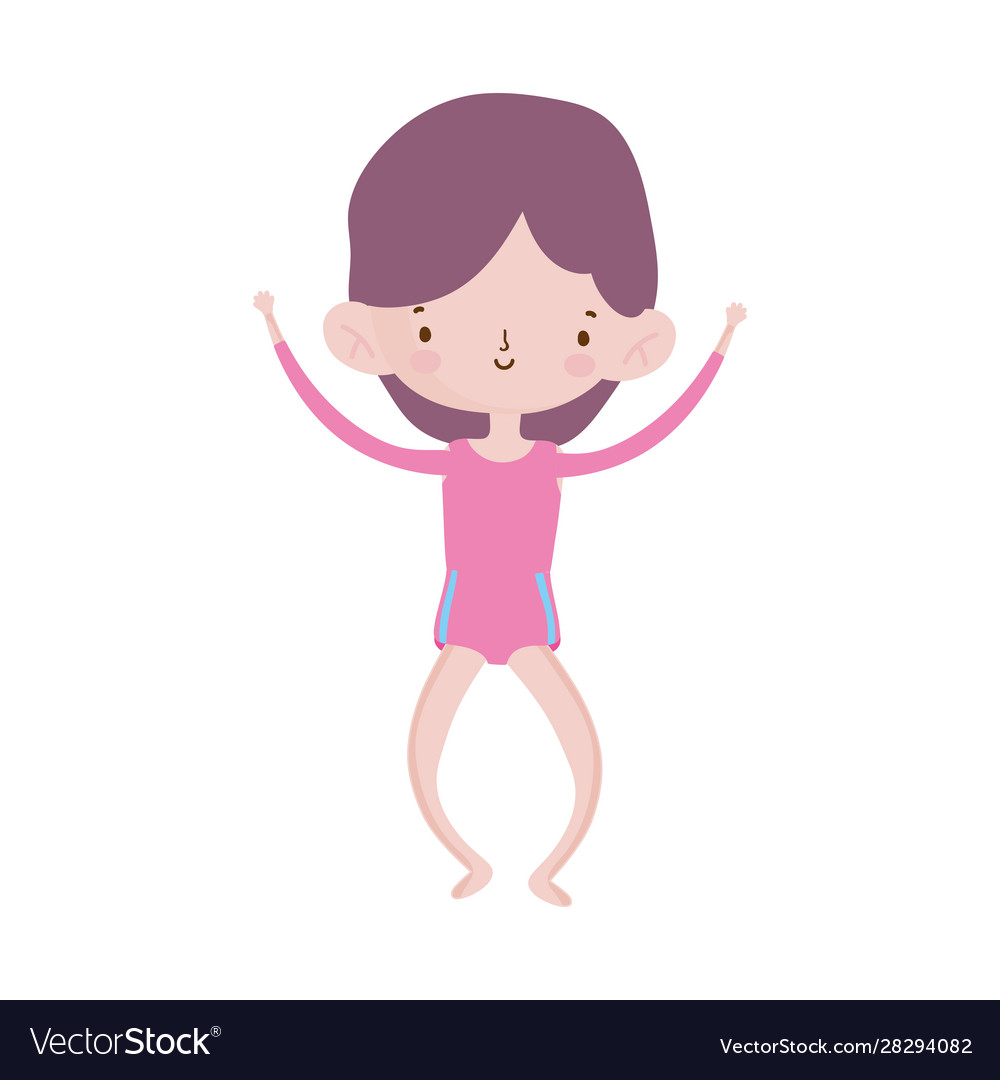 Cute little girl happy cartoon character Vector Image