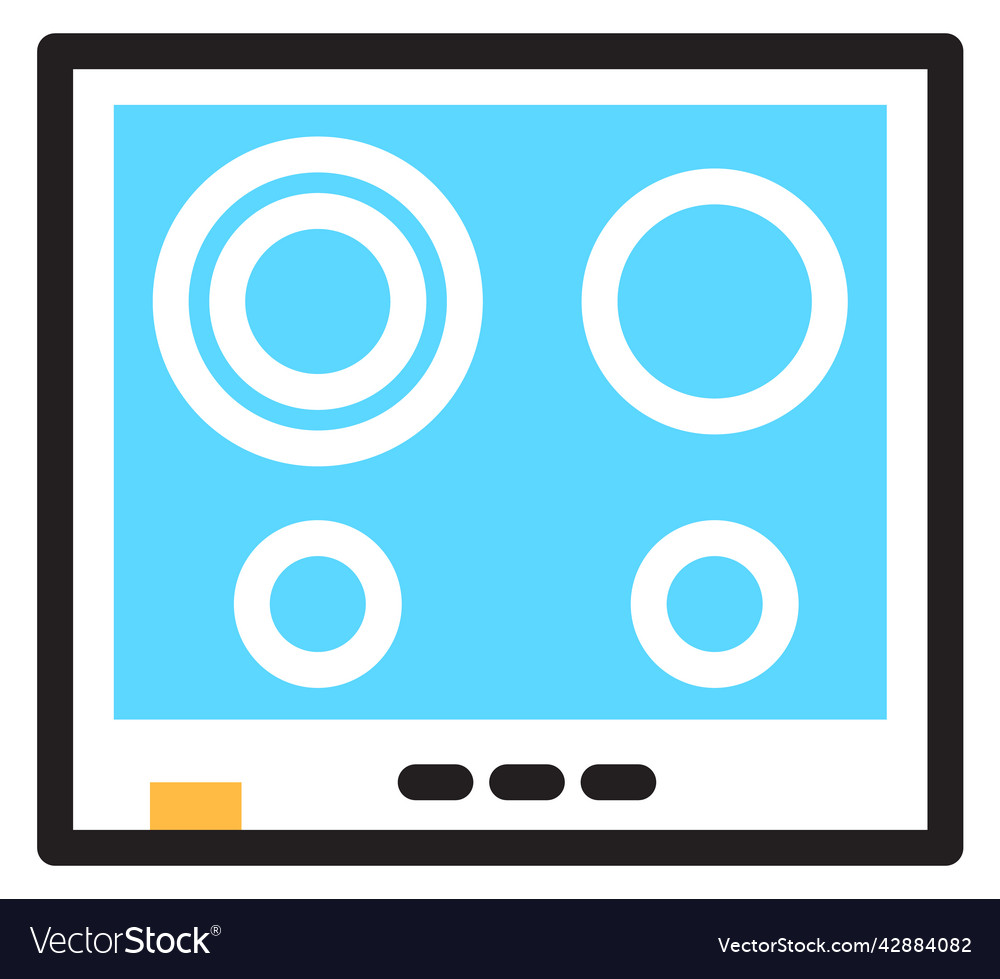 Electric Stove Icon Cooking Glass Cooktop Color Vector Image