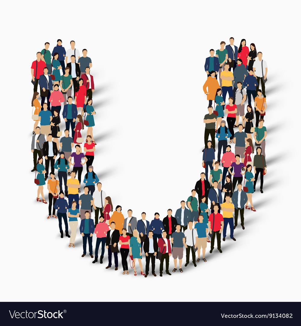 Group people shape letter U Royalty Free Vector Image