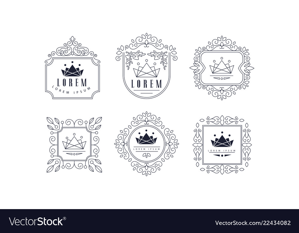 Monogram logo templates set luxury monochrome vector image Monogram logo templates set luxury monochrome