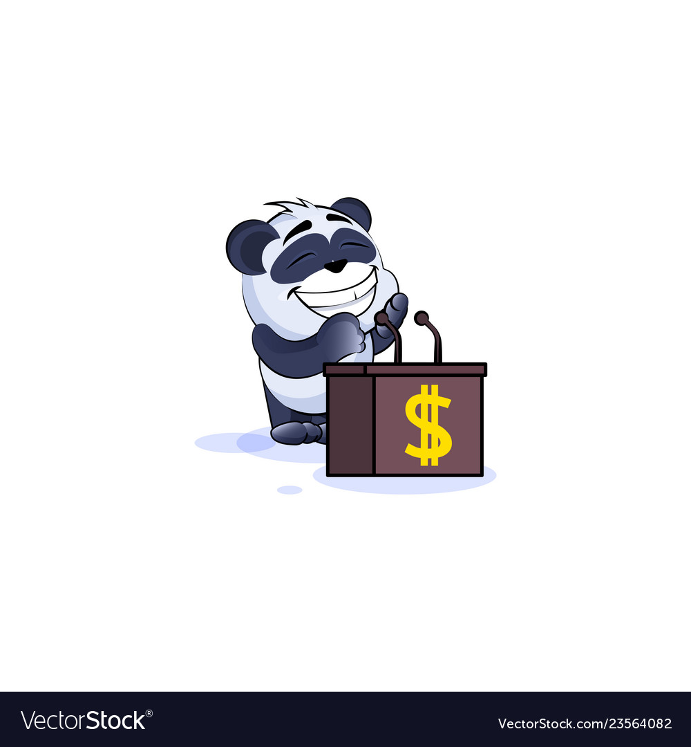 Panda bear orator speaker behind podium