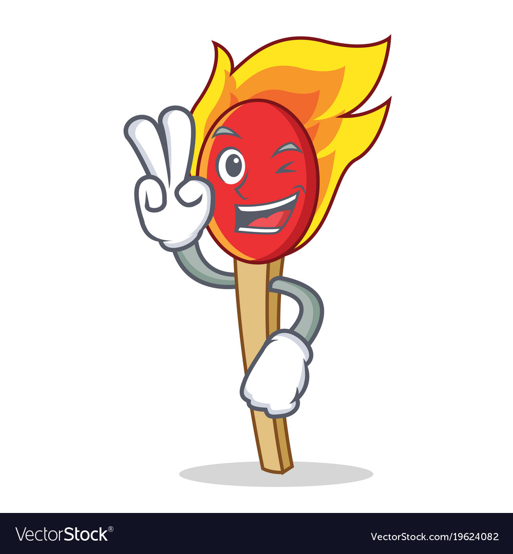 Two finger match stick character cartoon