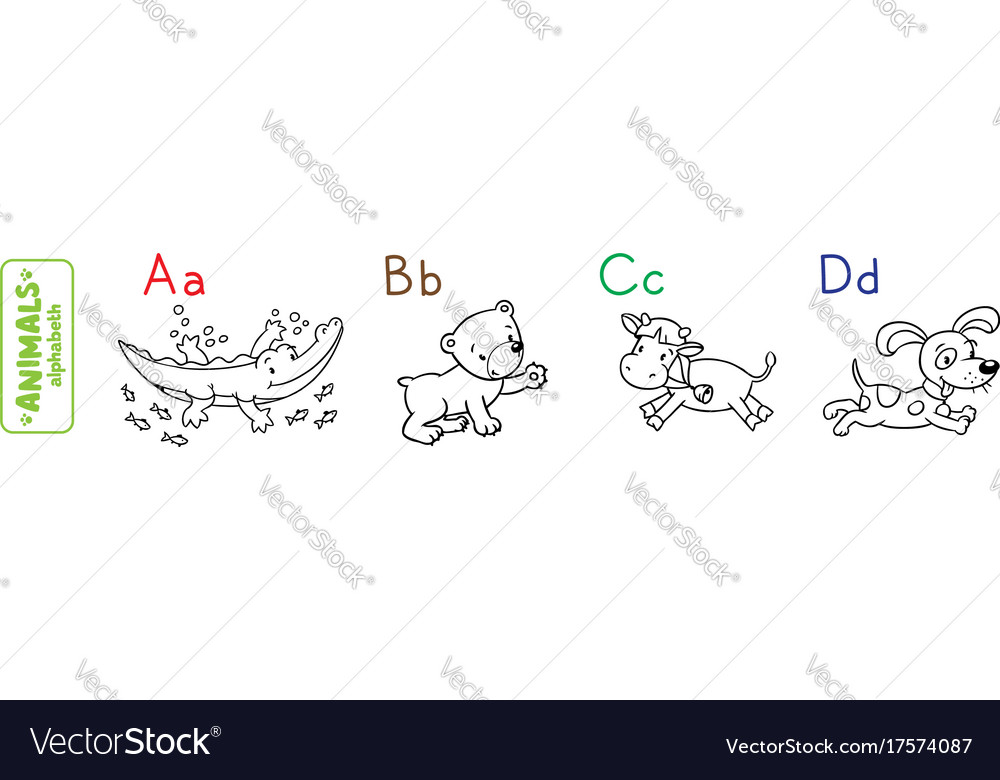 Animals alphabet or abc coloring book Royalty Free Vector Animals alphabet or abc coloring book Royalty Free Vector