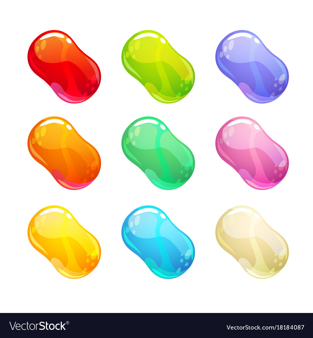 Colorful glossy jelly candies set Royalty Free Vector Image