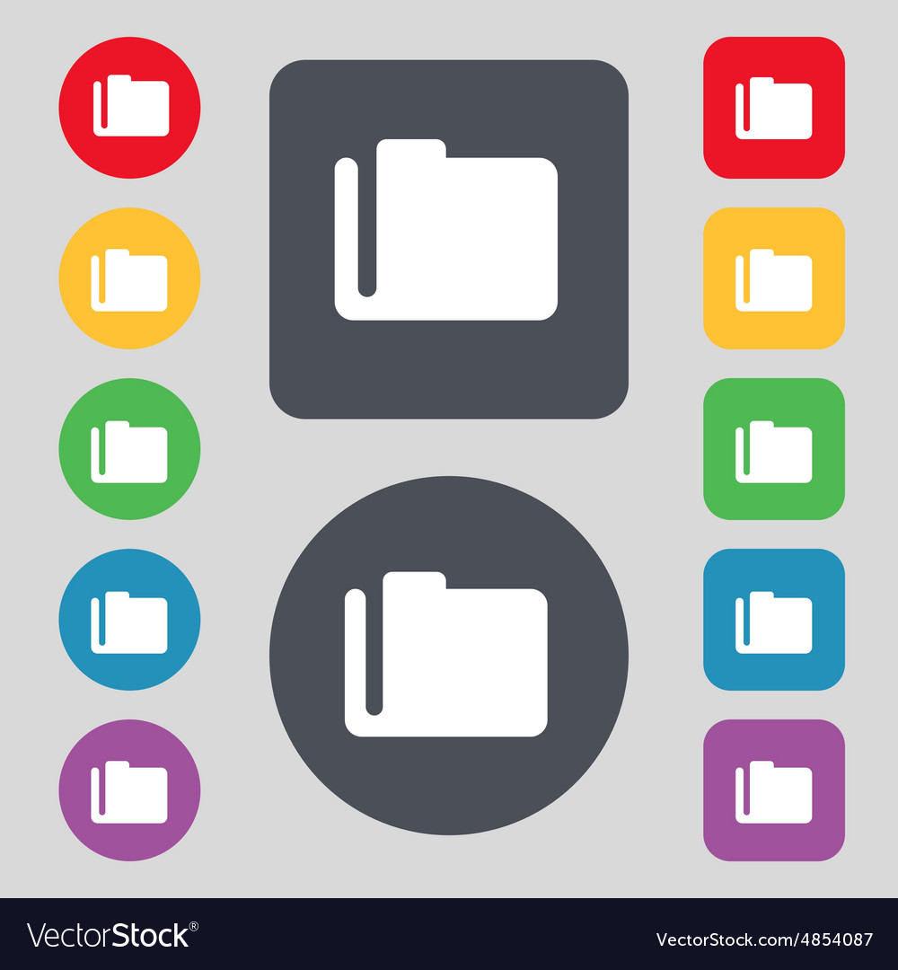 Document folder icon sign a set of 12 colored