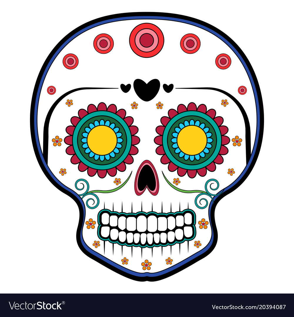 Floral ornamente head skull day of the dead Vector Image