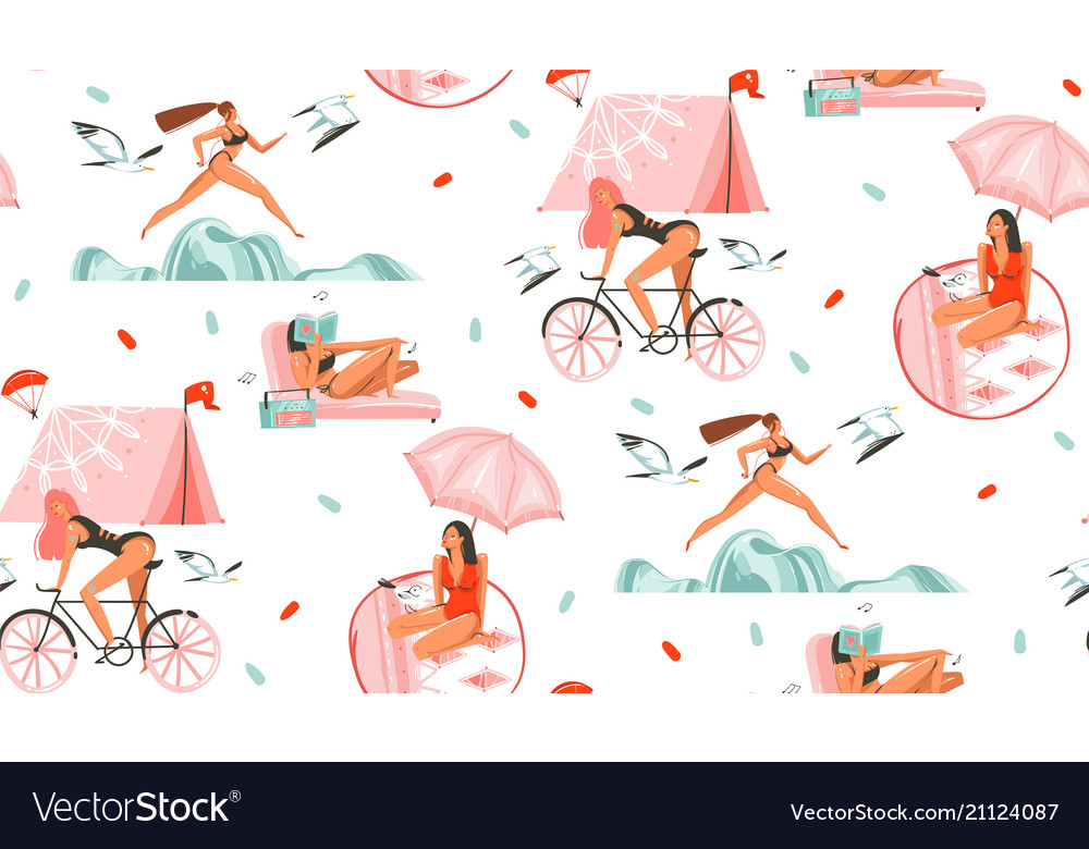 Hand drawn abstract graphic cartoon summer