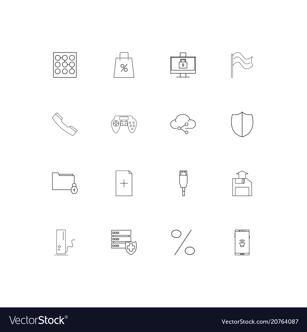 Internet technologies linear thin icons set