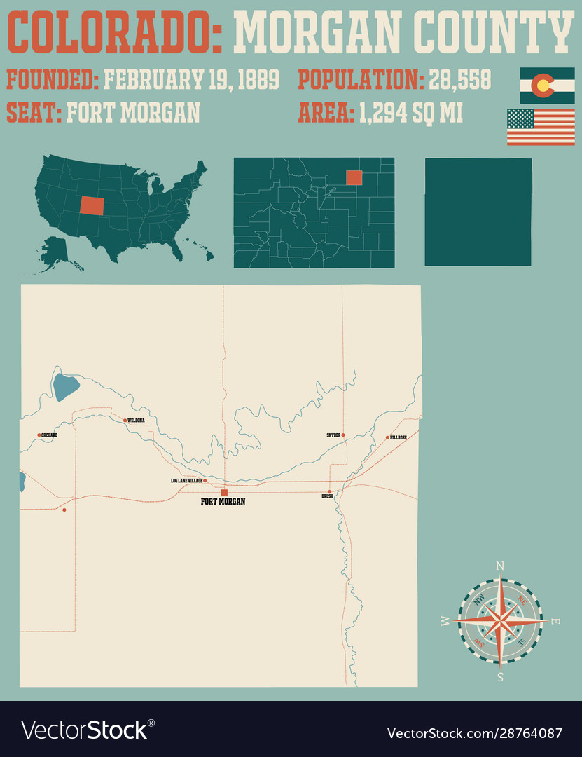 Map morgan county in colorado Royalty Free Vector Image