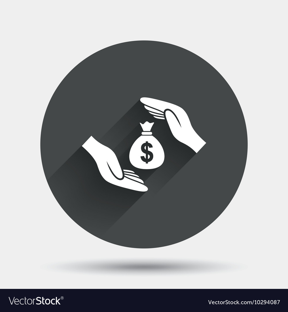 Protection money sign icon hands protect cash