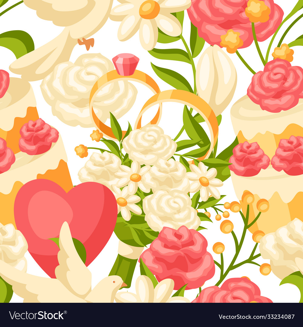 Wedding seamless pattern marriage background Vector Image