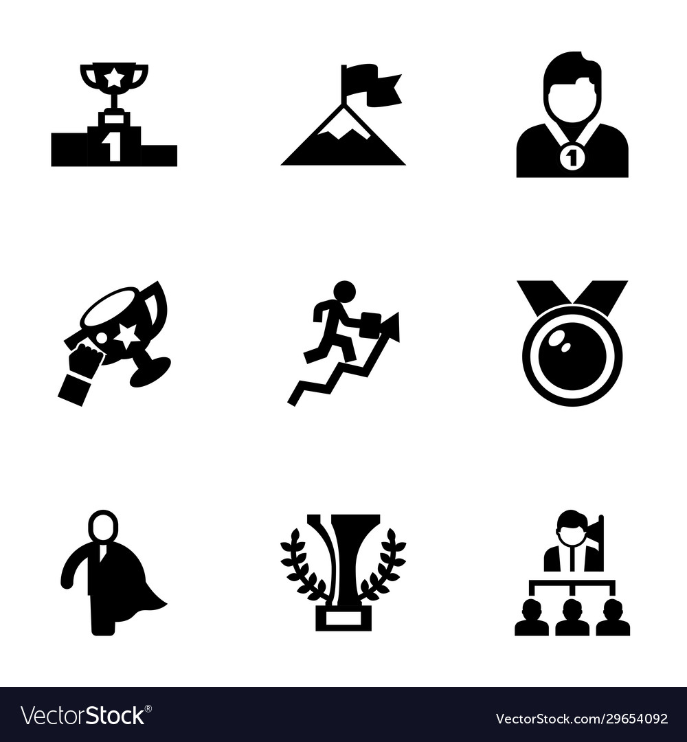 9 Achievement Filled Icons Set Isolated On White Vector Image