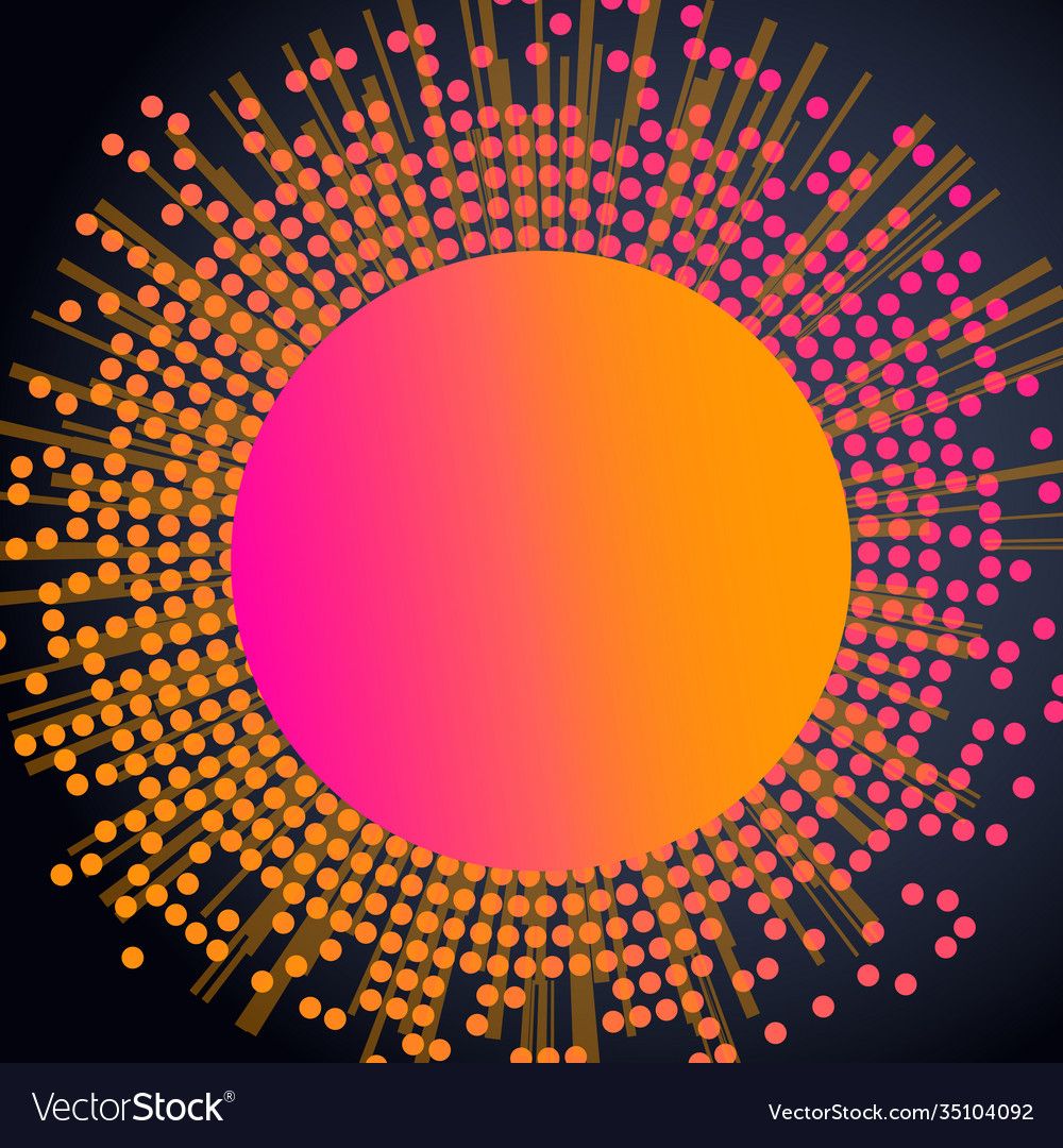 Abstract big circle orange many small particles