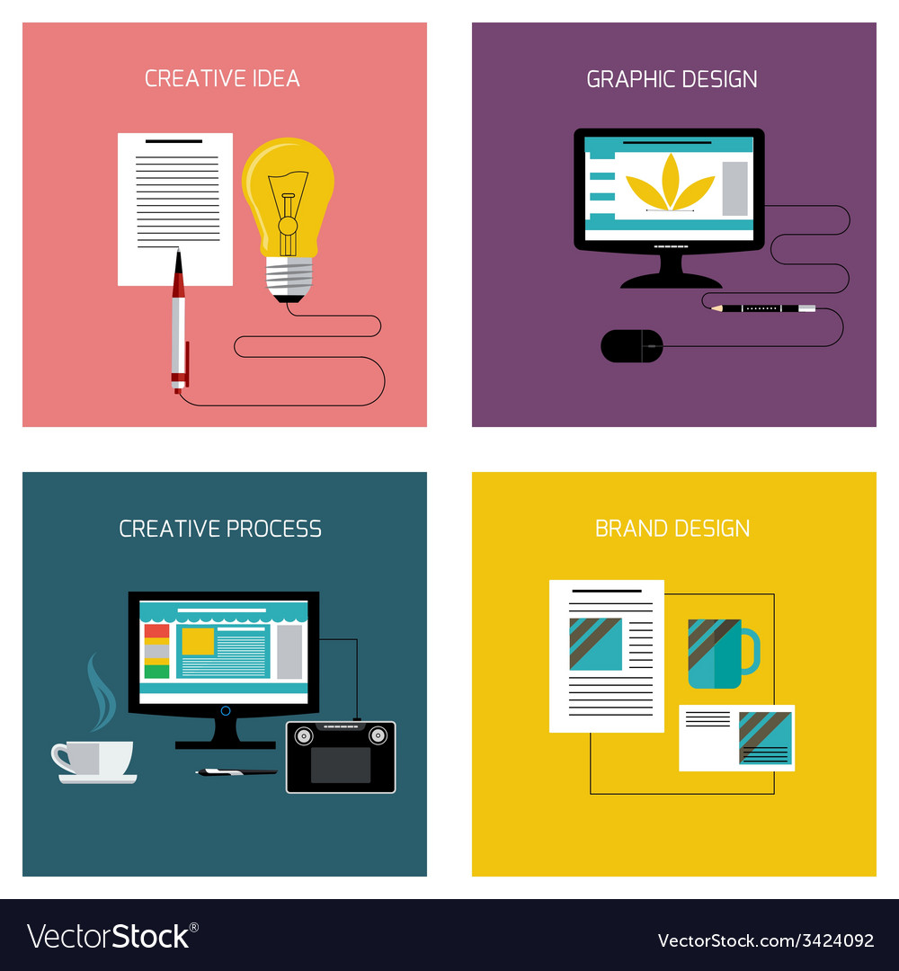 Creative process branding graphic design icon set