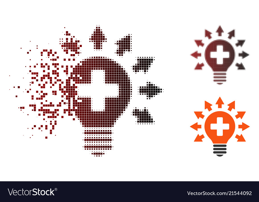 Dissolving pixel halftone disinfection lamp icon