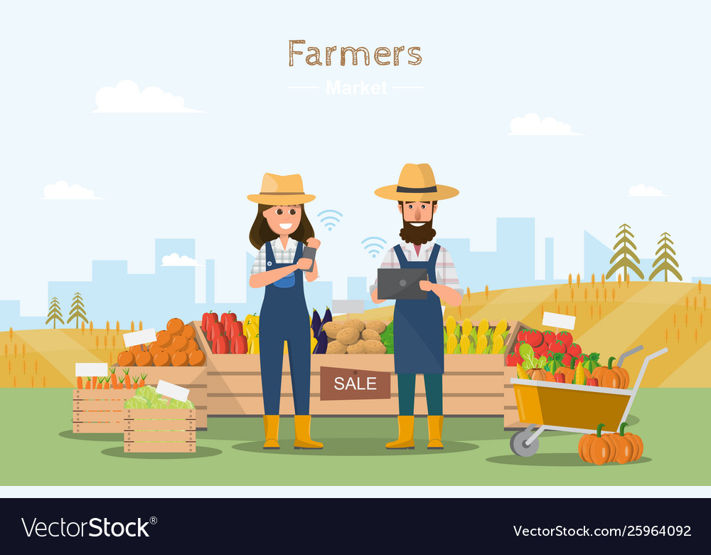 Farm shop local market selling fruit Royalty Free Vector