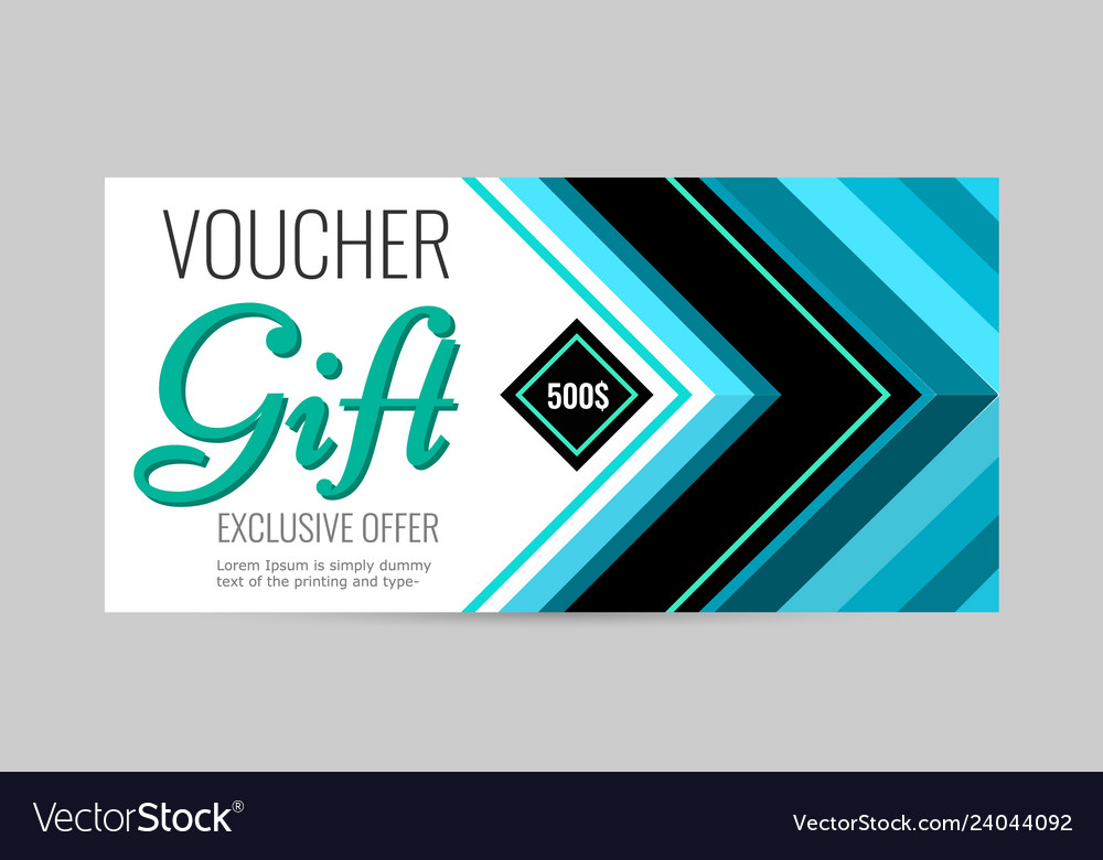 Horizontal gift voucher blue lines on white