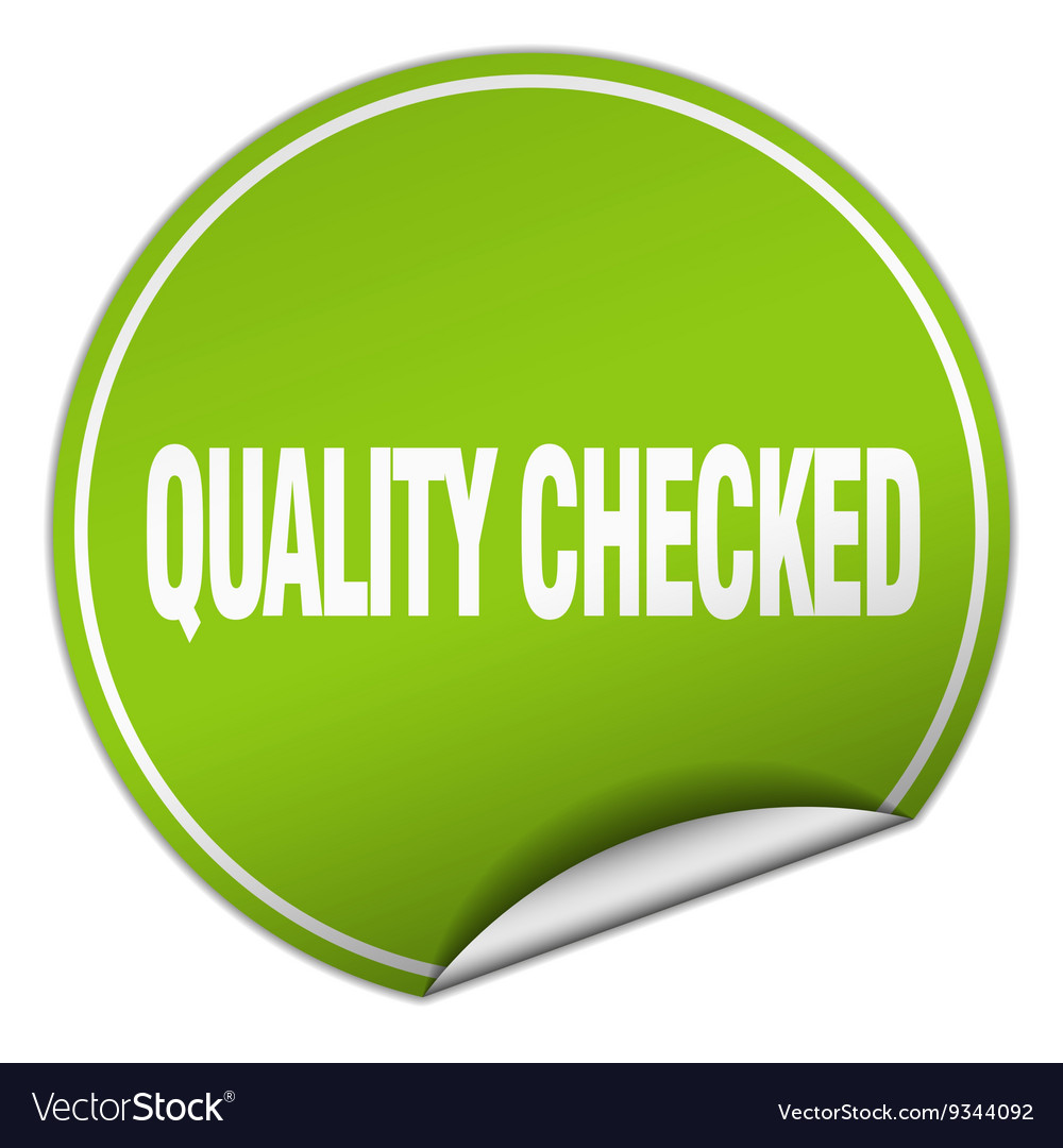 Quality checked round green sticker isolated