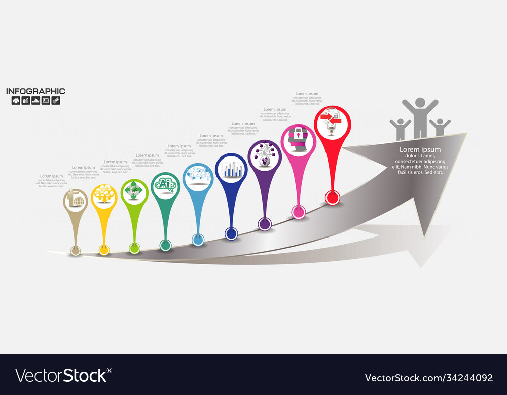 Timeline infographics design template with 10 Vector Image