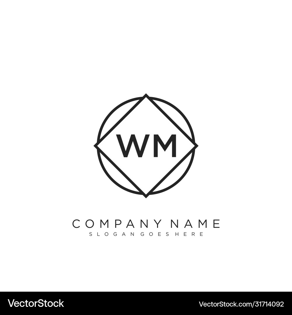 Wm Sign Wm initial handwriting logo design Royalty Free Vector Image