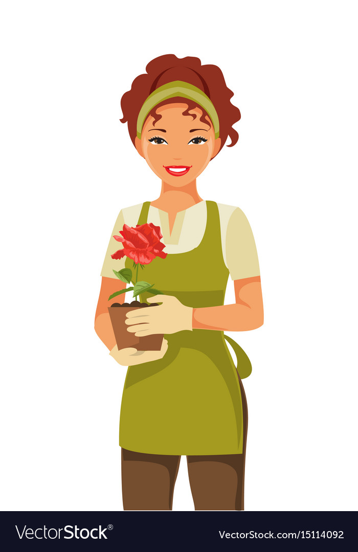 Woman Gardener Royalty Free Vector Image Vectorstock