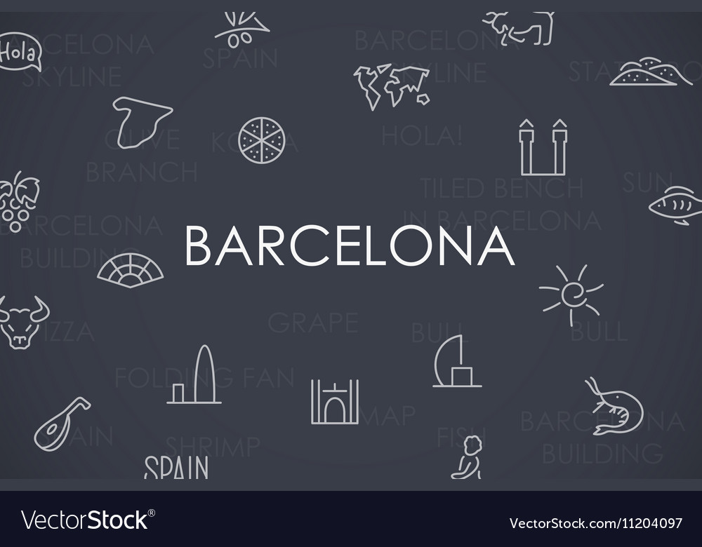 Barcelona thin line icons