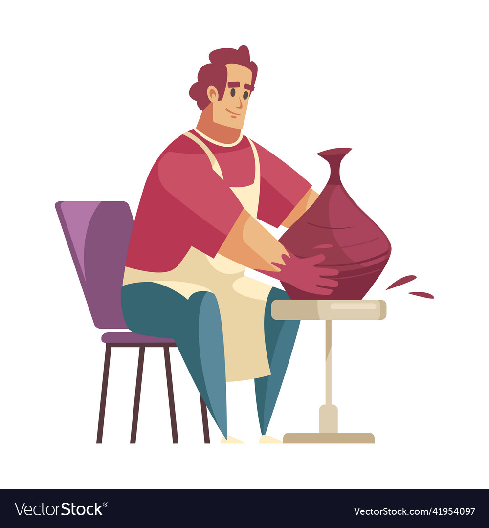 Male potter craftsman composition Royalty Free Vector Image