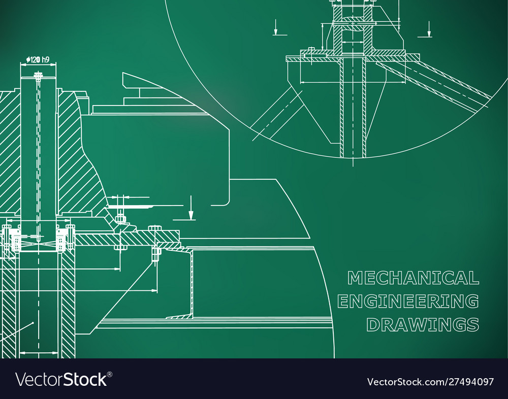 Mechanical engineering technical light green Vector Image