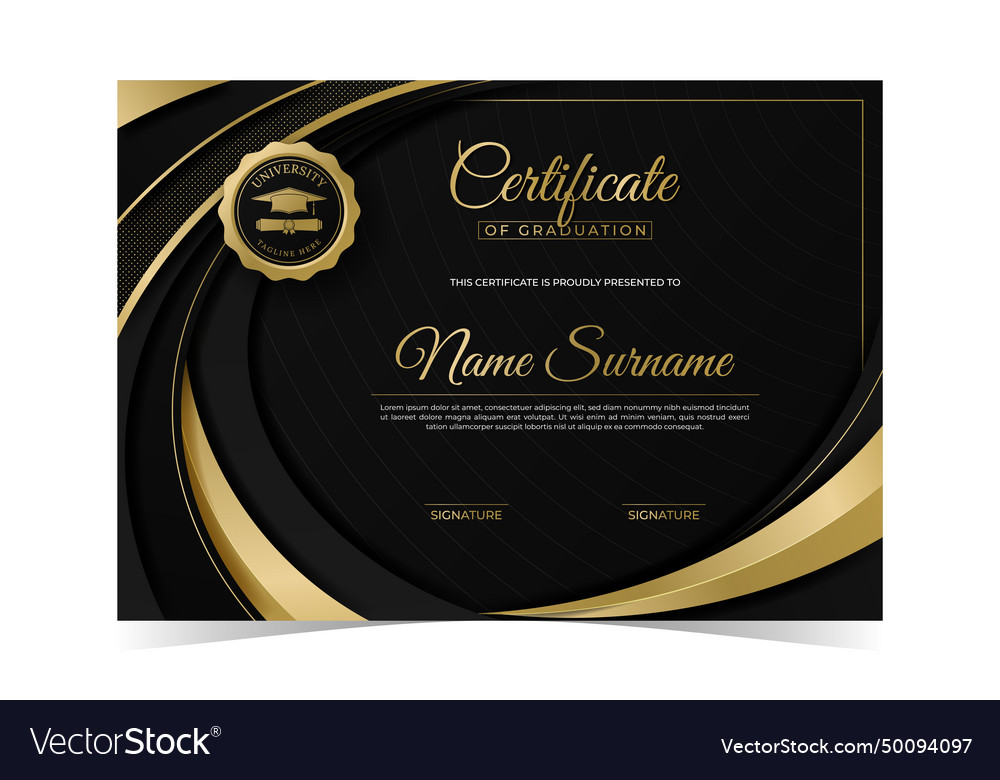 Modern black gold certificate template