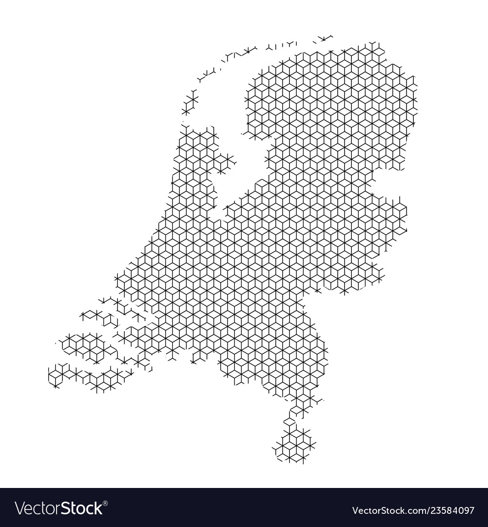 Netherlands map abstract schematic from black