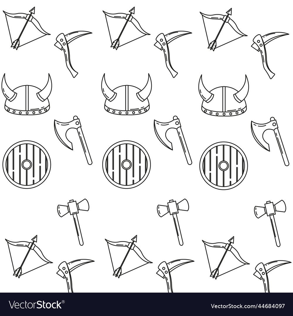 Seamless pattern background with medieval weapons