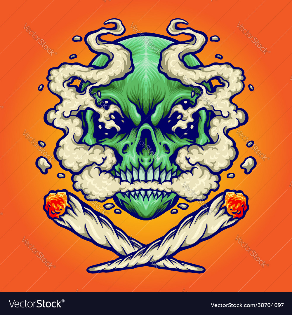 Skull smoking a marijuana for your work logo Vector Image