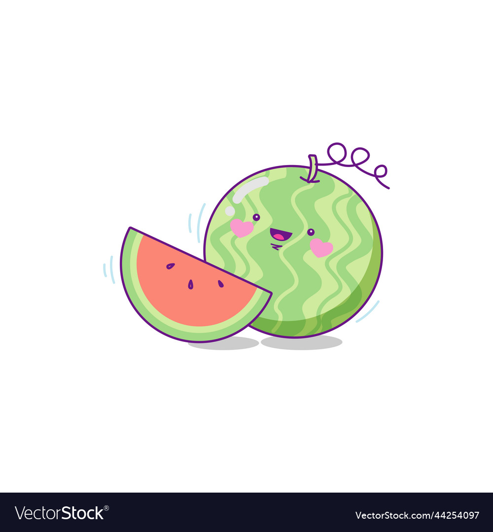 Watermellon fruit character cute cartoon kawaii Vector Image