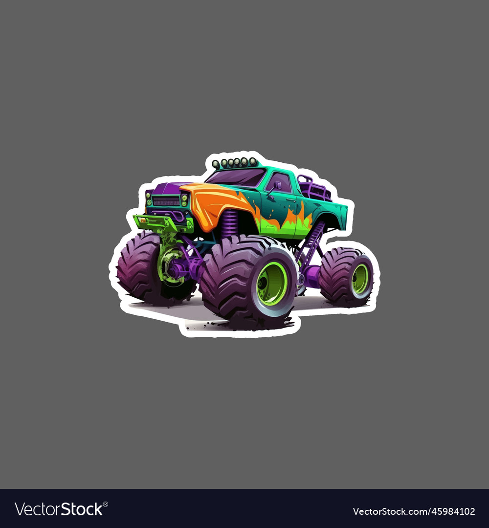 Cartoon monster truck nature 70s' Sticker